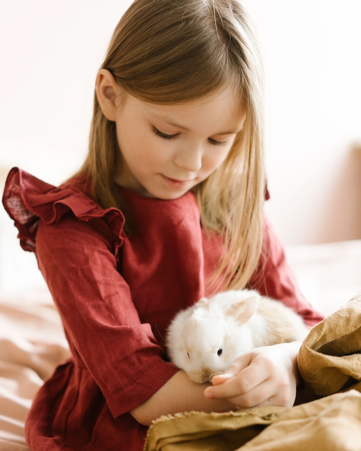 A girl and a rabbit